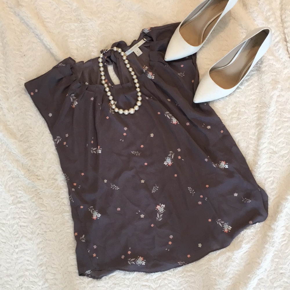 Grey Floral Blouse